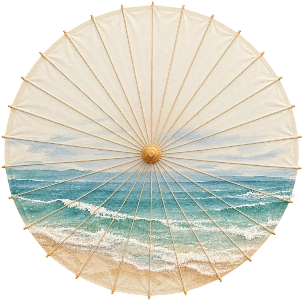 Sea-glass coast umbrella design visualisation