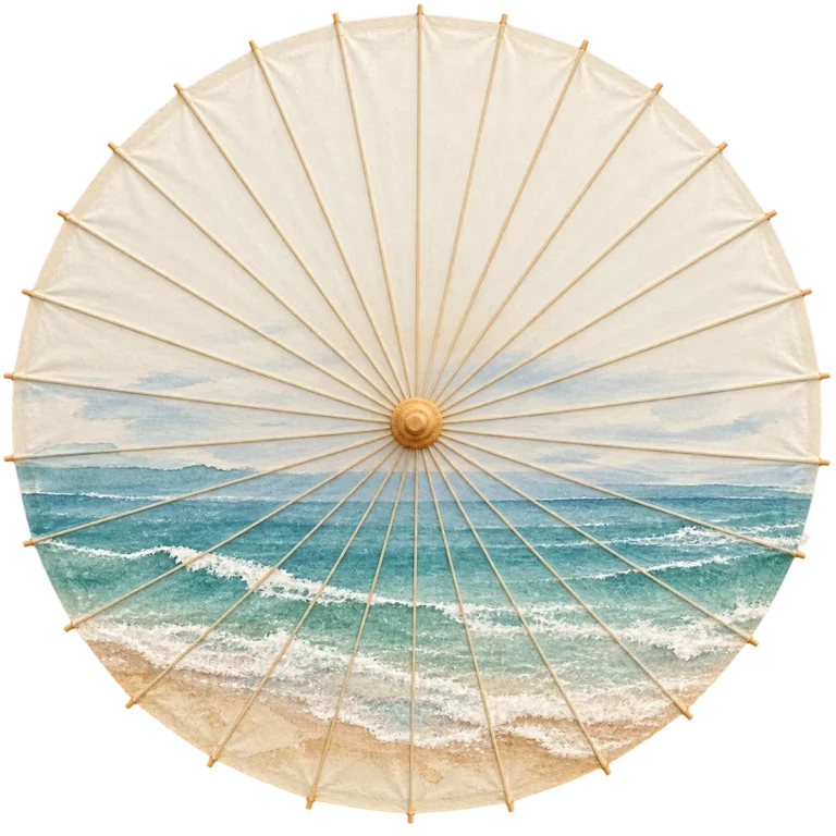 Sea-glass coast umbrella design visualisation