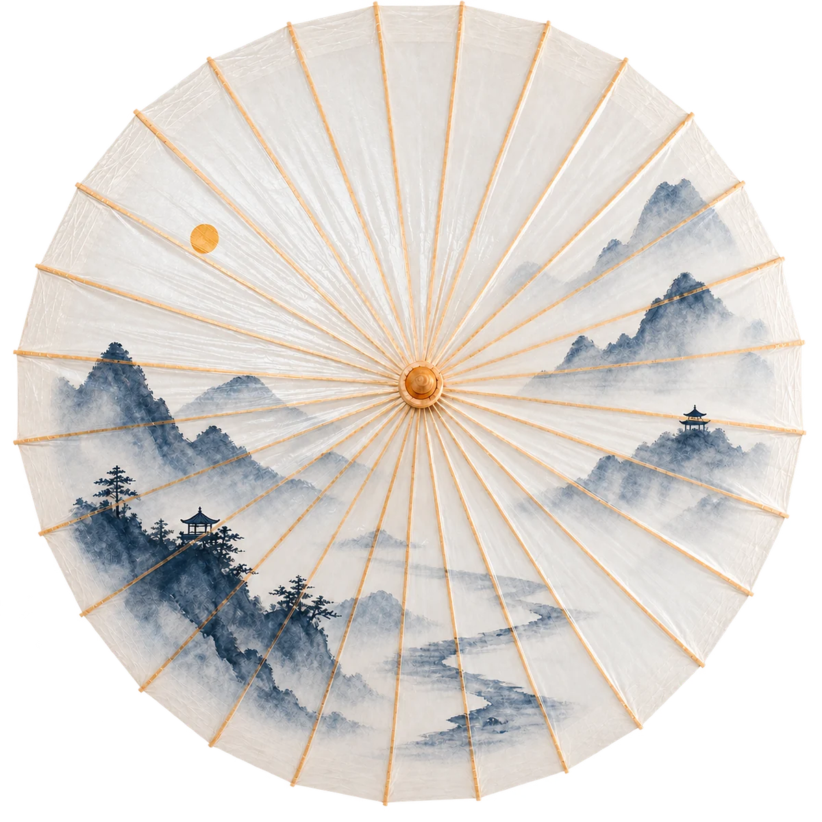 Indigo shan shui umbrella design visualisation