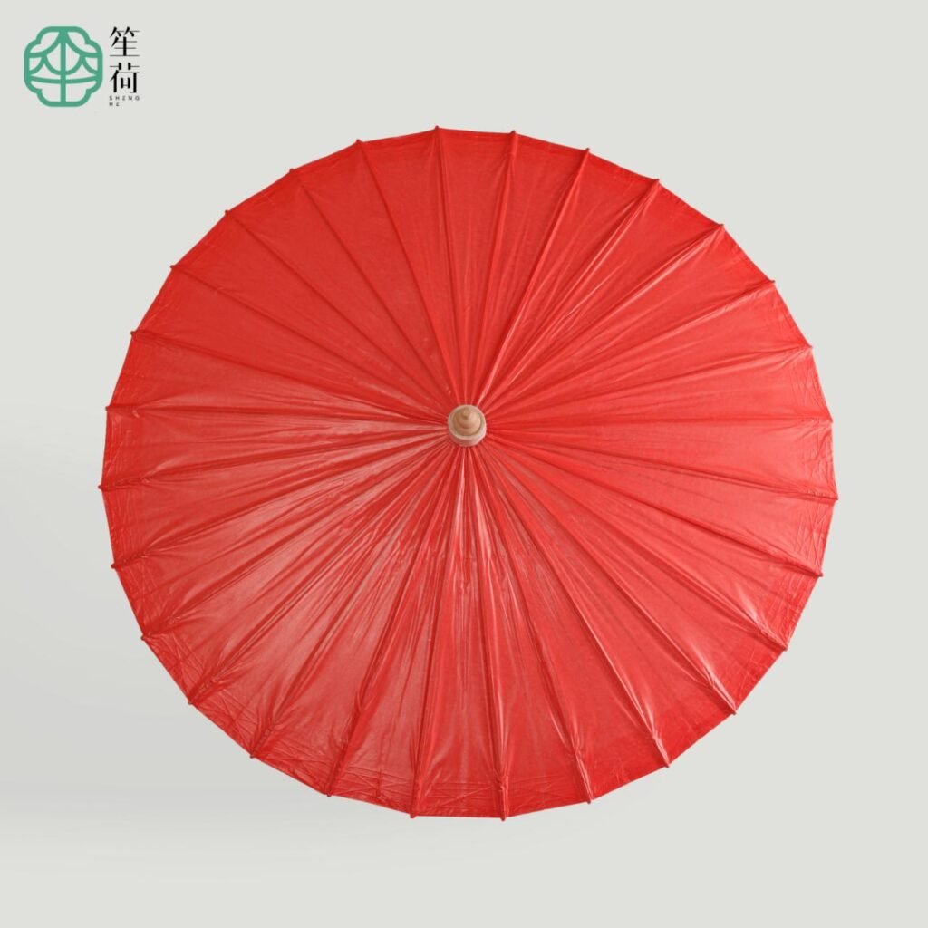 Open SHENGHE oil-paper umbrella, 赤朱丹彤