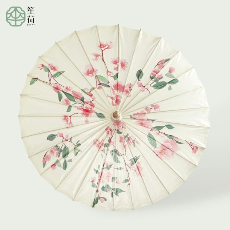 Open SHENGHE oil-paper umbrella, 桃之夭夭