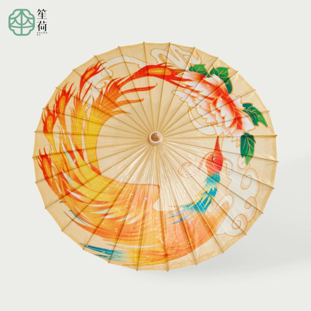 Open SHENGHE oil-paper umbrella, 凤舞鸾歌