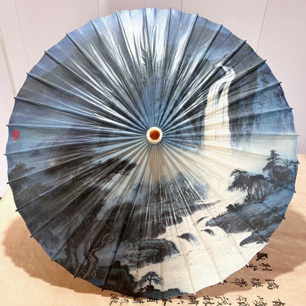 Open SHENGHE oil-paper umbrella, 青山烟雨