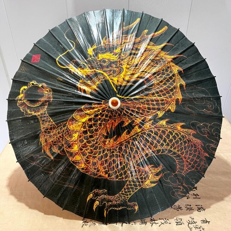 Open SHENGHE oil-paper umbrella, 金龙献瑞