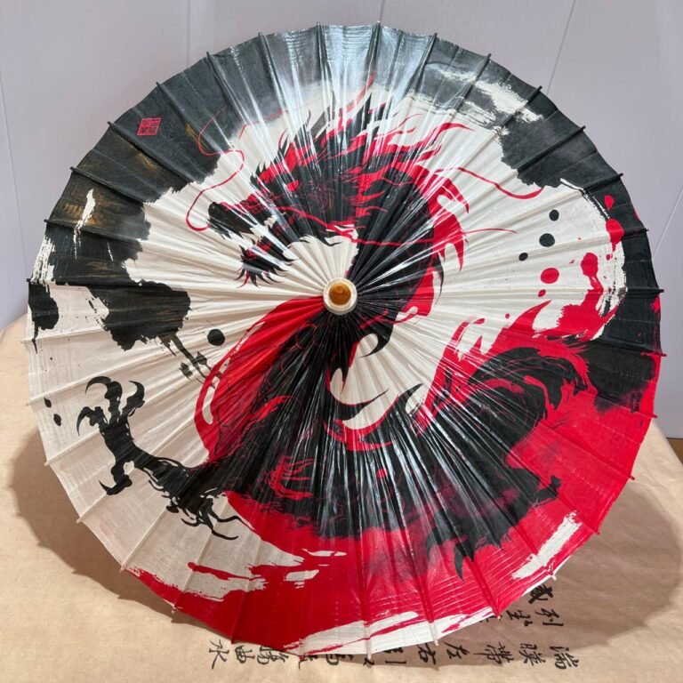 Open SHENGHE oil-paper umbrella, 火龙吟