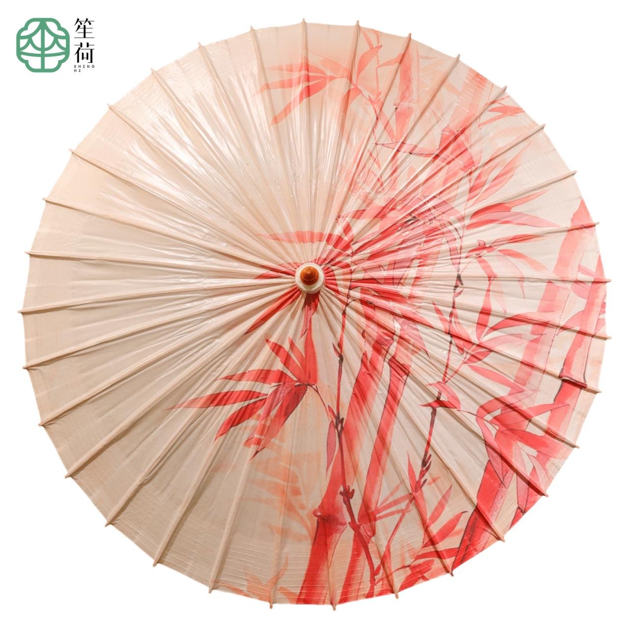 Open SHENGHE oil-paper umbrella, 清竹弄影