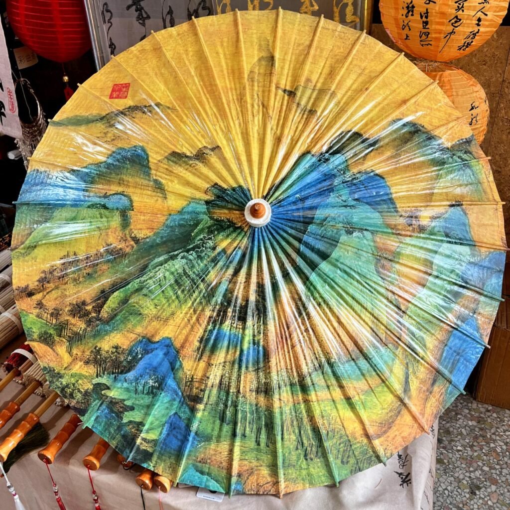 Open SHENGHE oil-paper umbrella, 千里江山